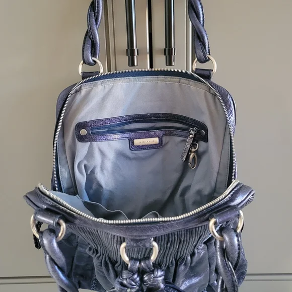 Isabella Fiore Elegant Tassel Metallic Blue Women's Bag 13X14X4 - Picture 7 of 8